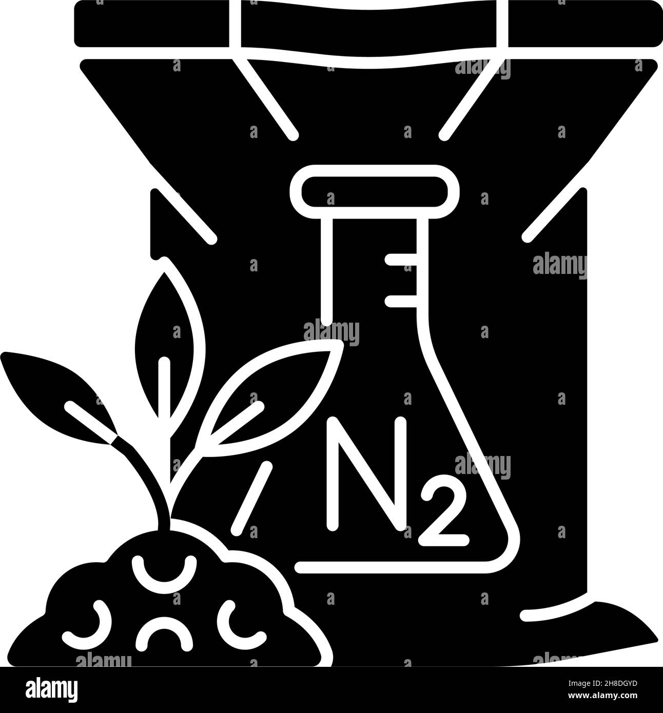 Nitrogen fertilizer black glyph icon Stock Vector