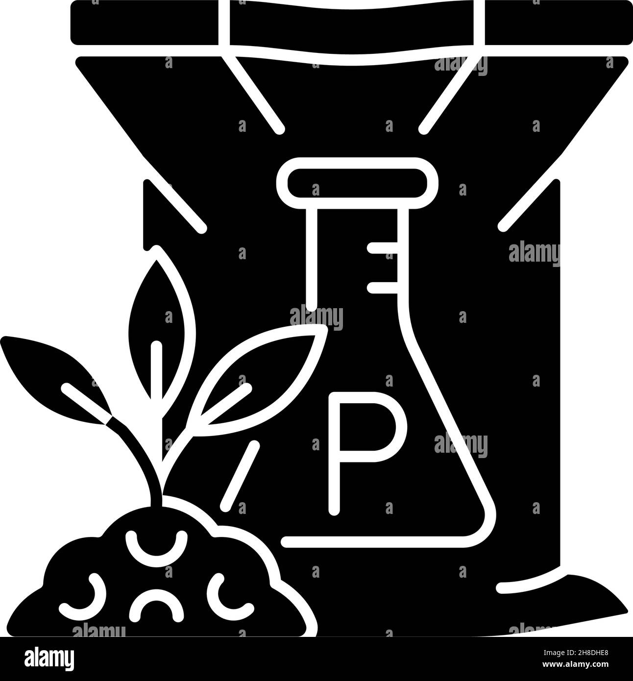 Phosphorus fertilizer black glyph icon Stock Vector