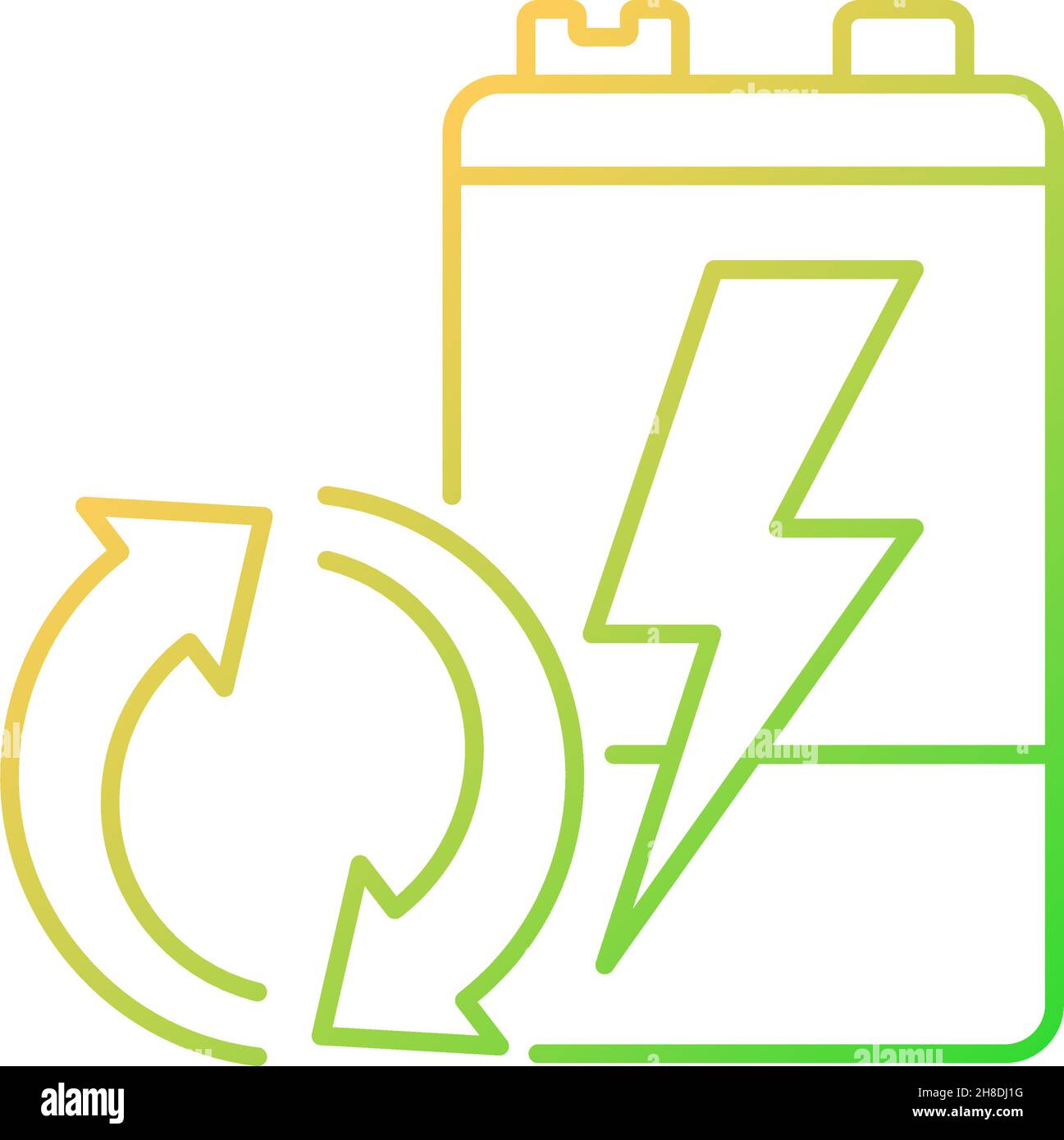 Recyclable battery gradient linear vector icon Stock Vector