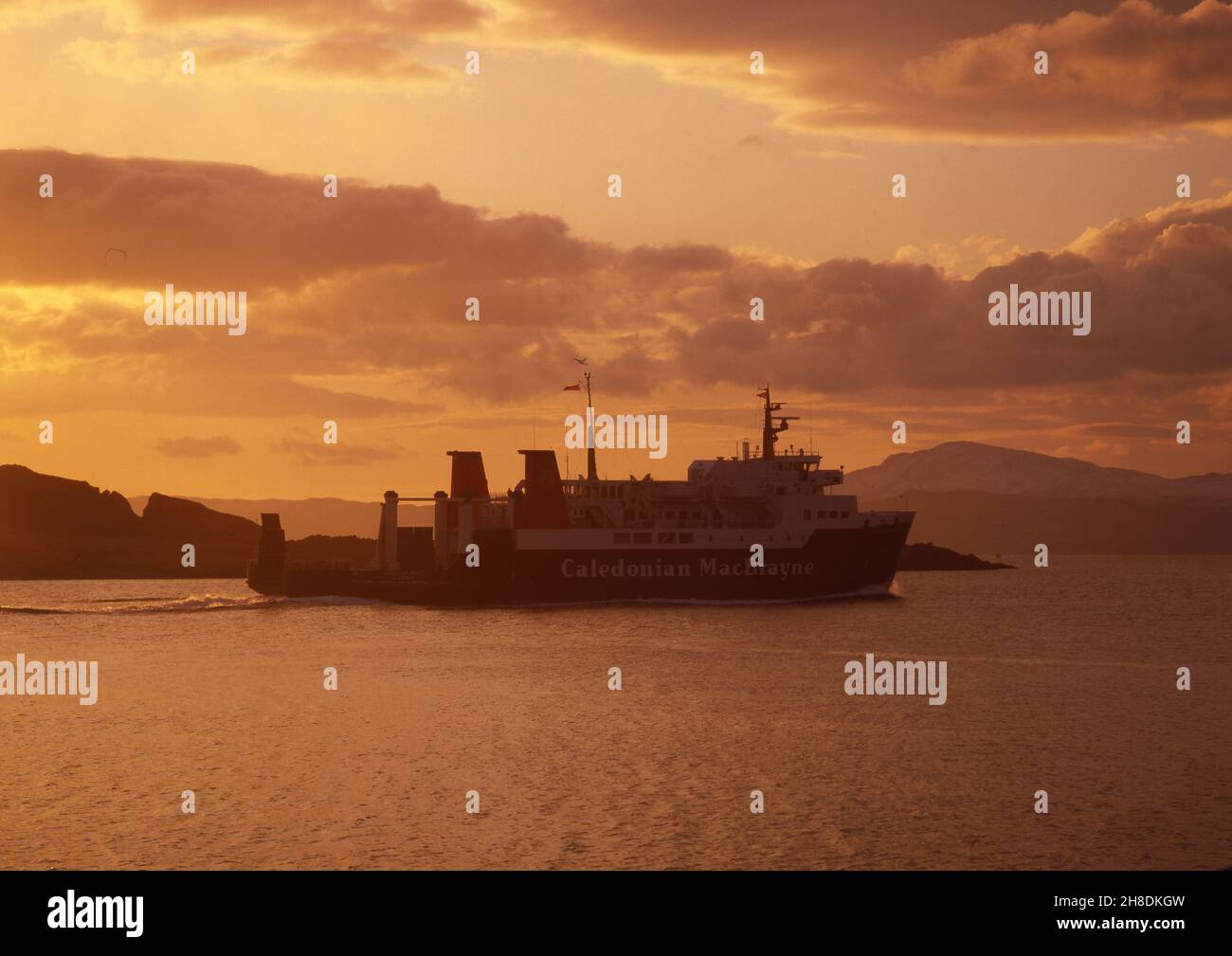 Calmac vessel MV hebridean Isles at sunset. Stock Photo