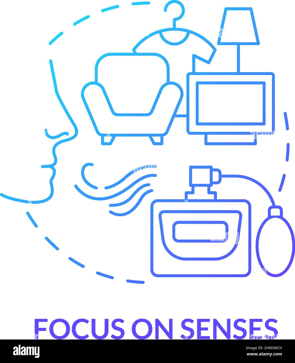Sensory marketing concept icon Stock Vector