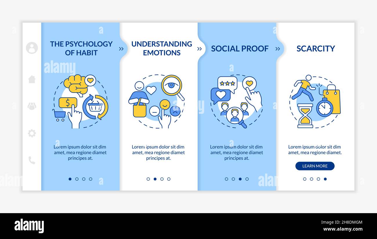 Neuromarketing essentials onboarding vector template Stock Vector