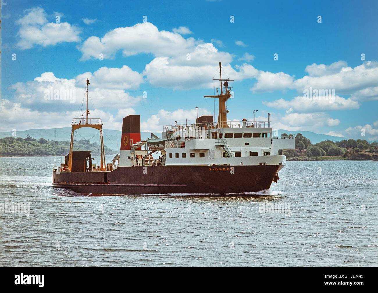 MV Pioneer at sea 1980s Stock Photo