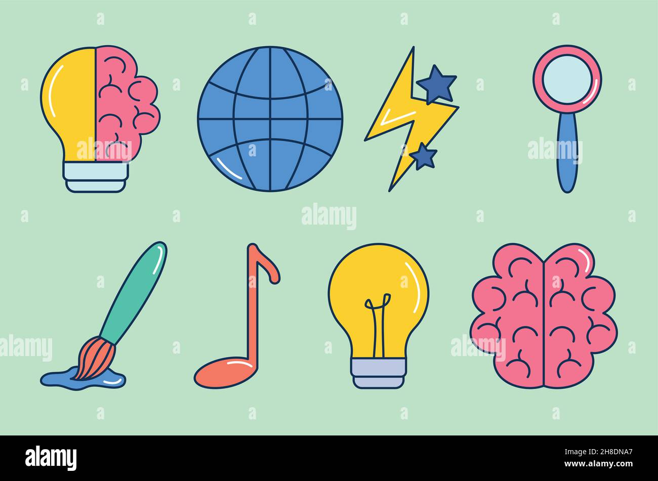 creativity icon set on green background Stock Vector Image & Art - Alamy