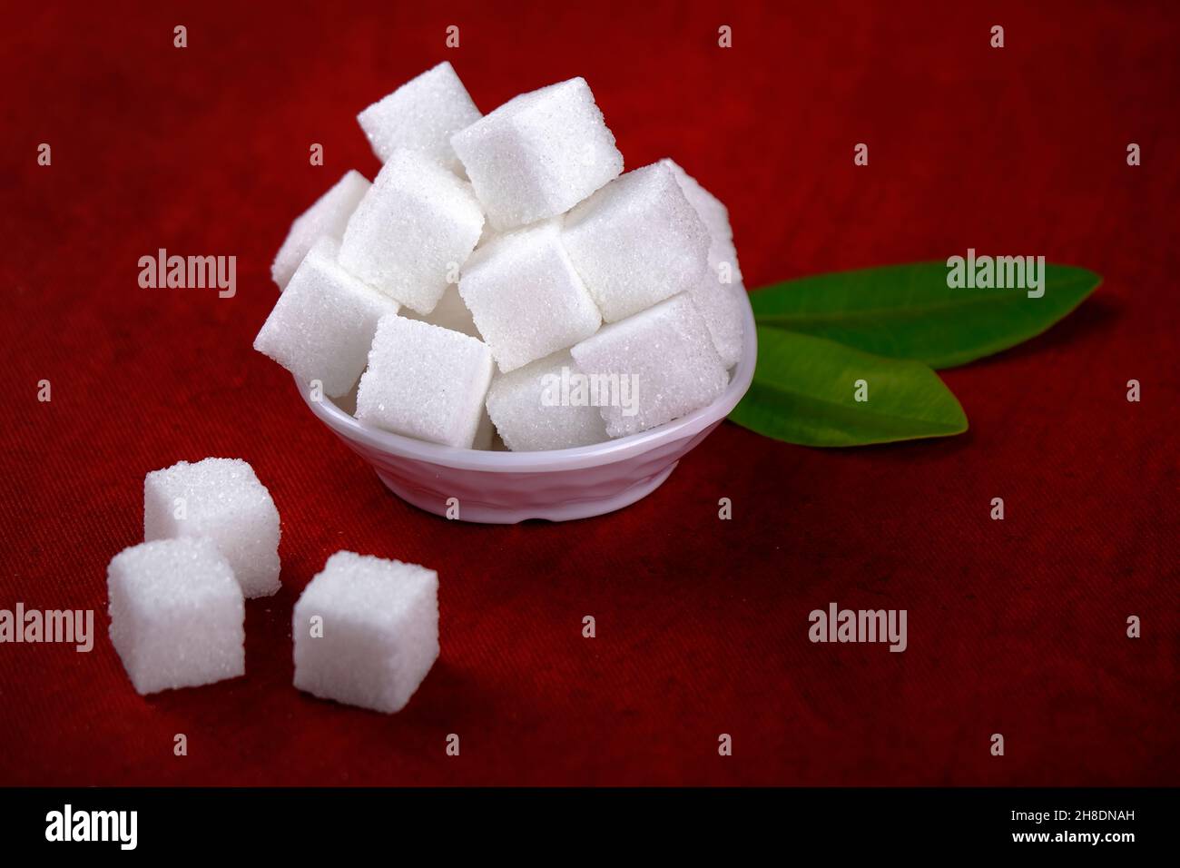 Sugar cubes.Cube sugar background, Sugar cubes in white bowl, isolated