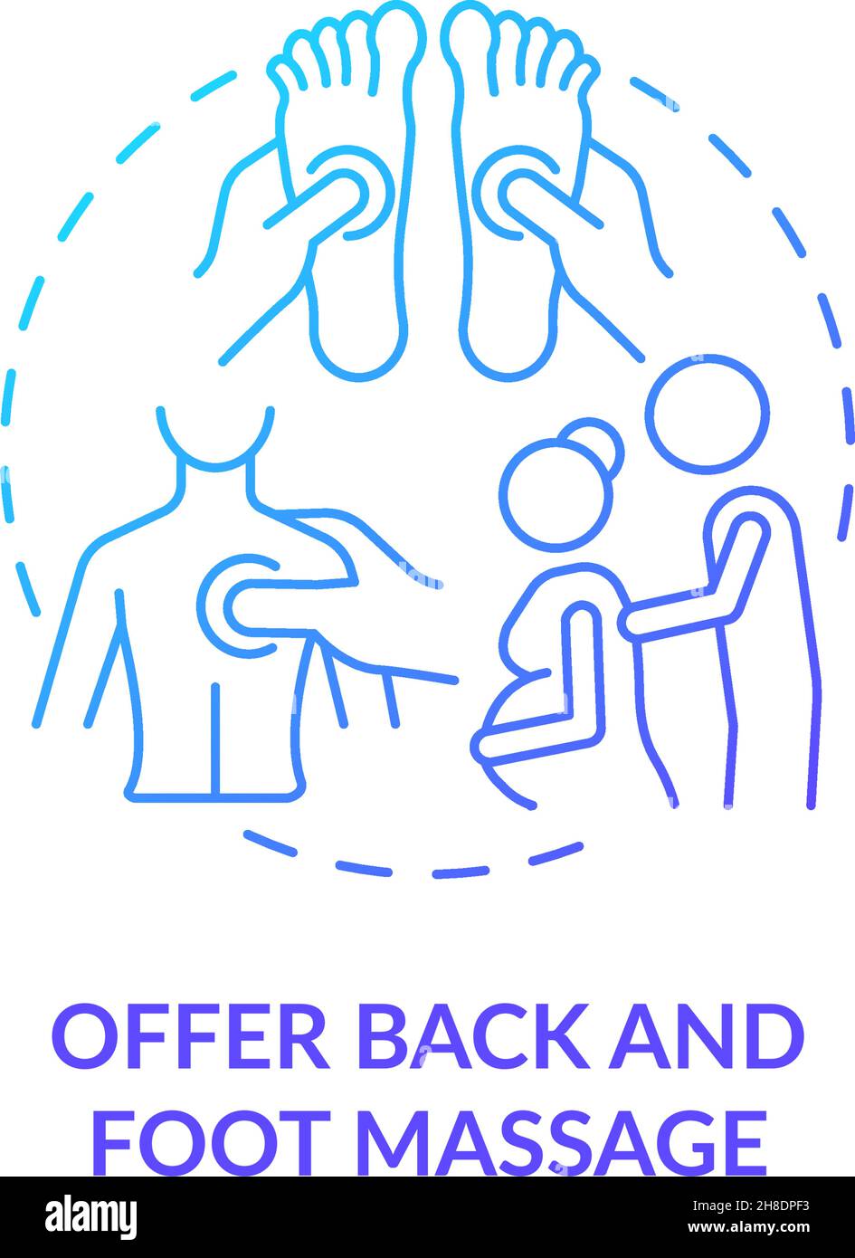 Offer back and foot massage blue gradient concept icon Stock Vector