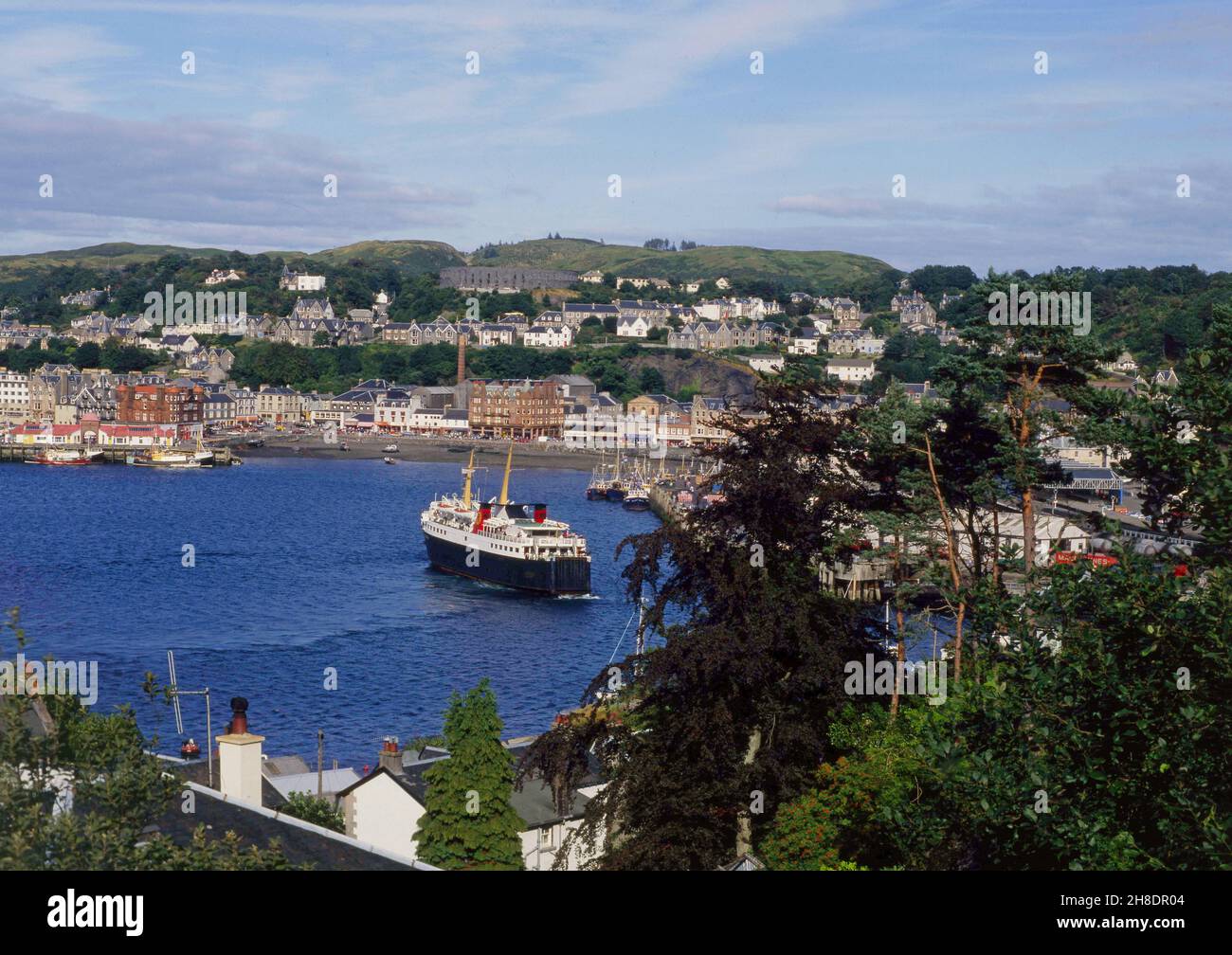The MV Caledonia arriving in Oban, summer 1970s Stock Photo