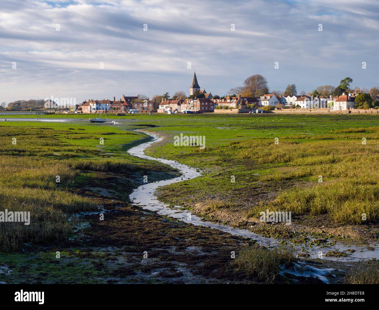 The salt marsh in Chichester Harbour at the village of Bosham, West Sussex, England. Stock Photo