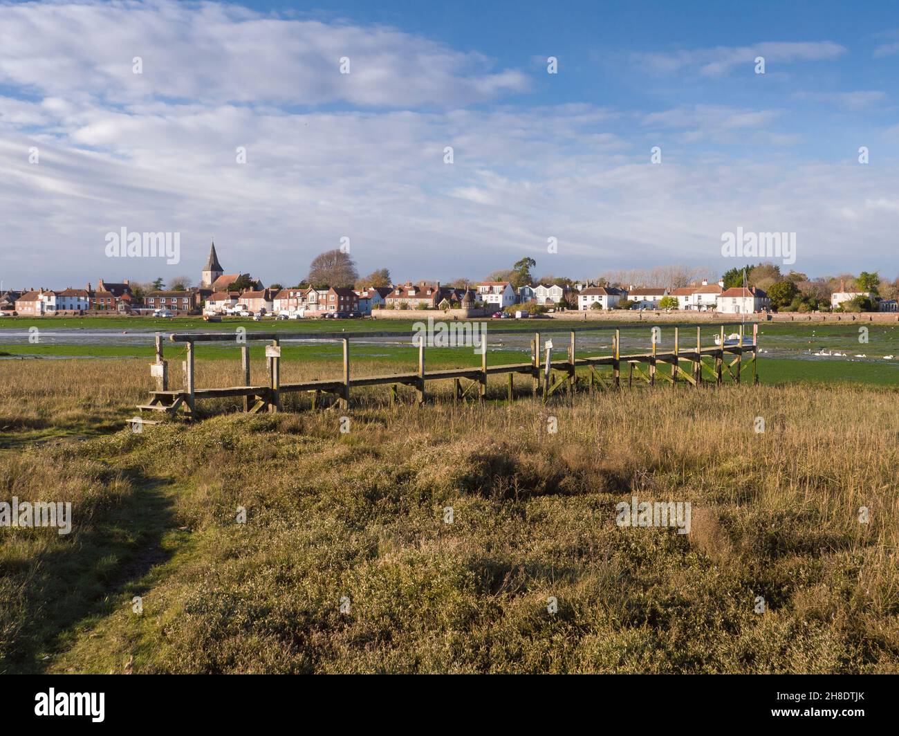 The salt marsh in Chichester Harbour at the village of Bosham, West Sussex, England. Stock Photo