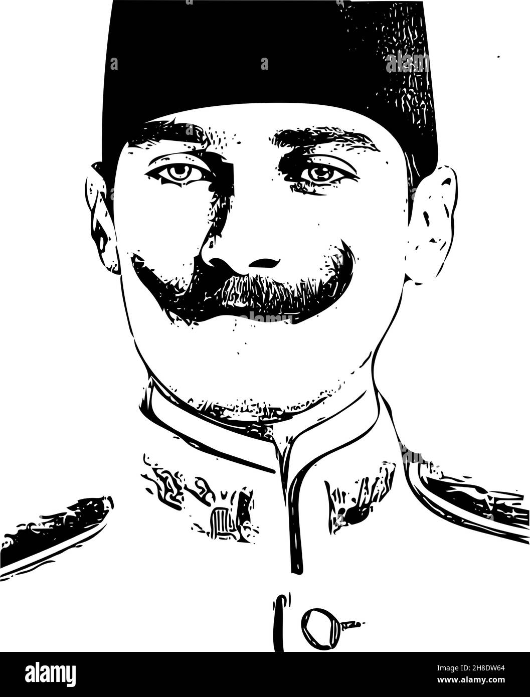 Mustafa Kemal Ataturk vector illustration. He is the founder of modern Republic of Turkey. Stock Vector