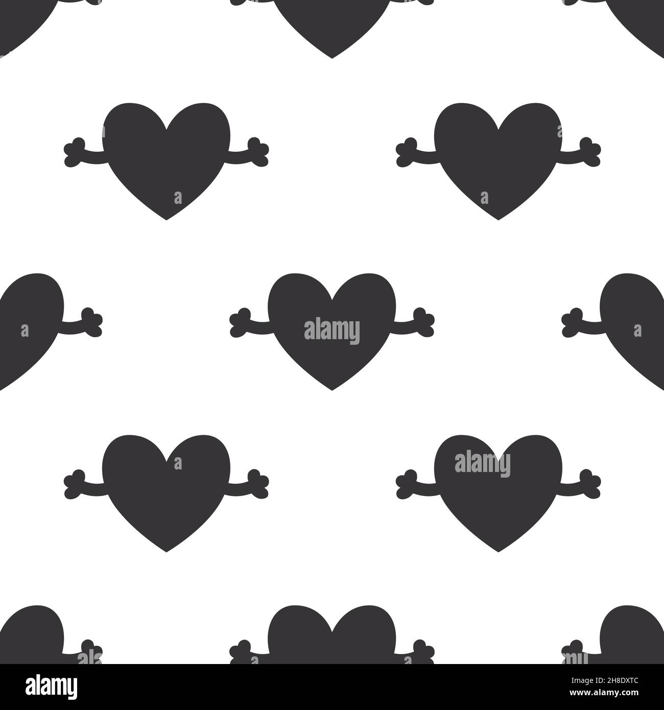 Black and white vector seamless pattern heart with hands Stock Vector ...