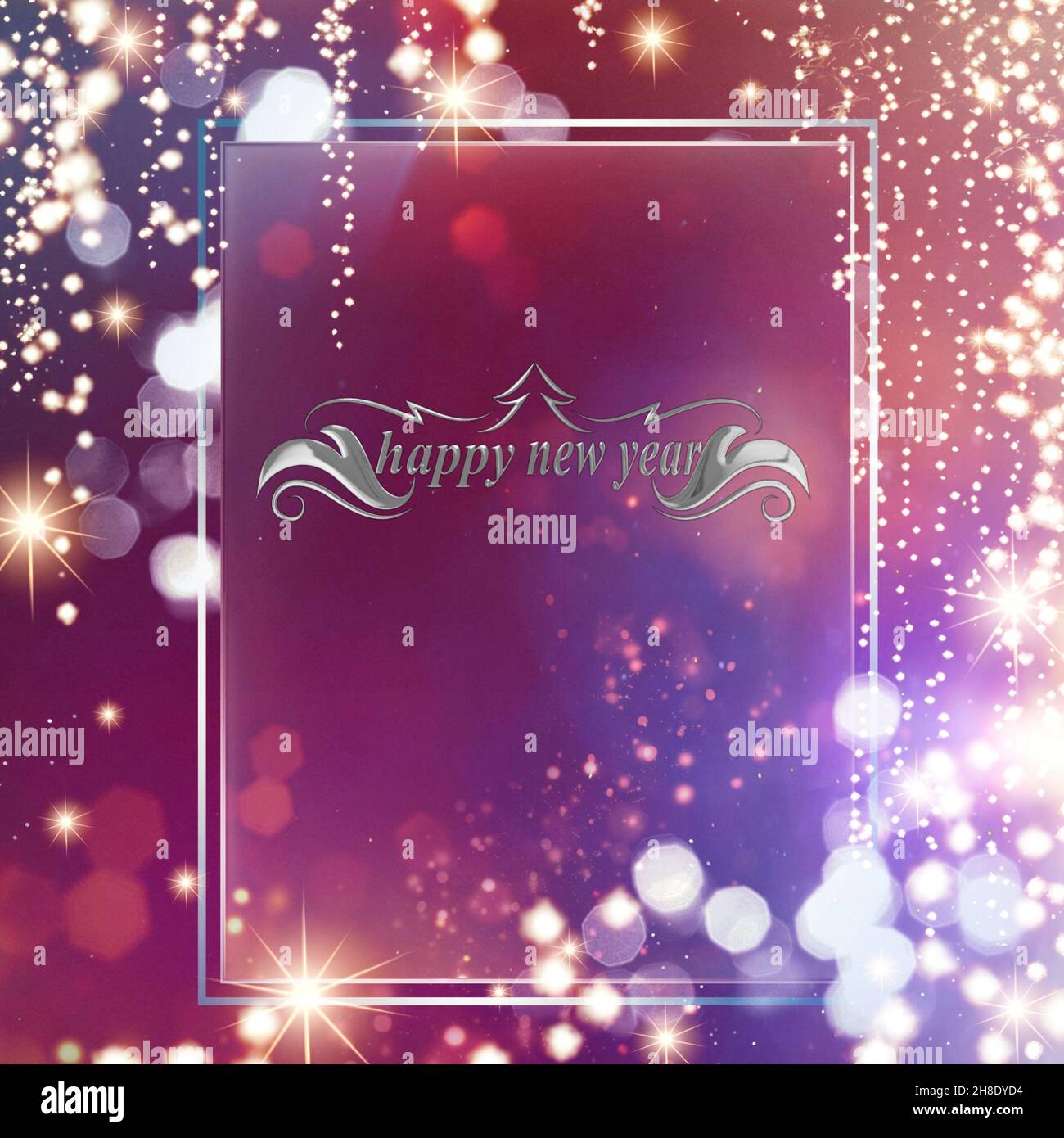 New year background with happy new year text, bokeh lights and ...