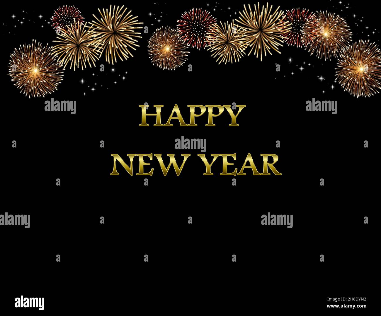New year background with happy new year text, bokeh lights and ...