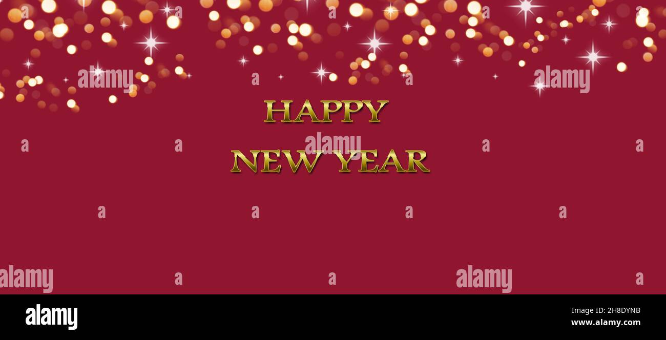 New year background with happy new year text, bokeh lights and ...