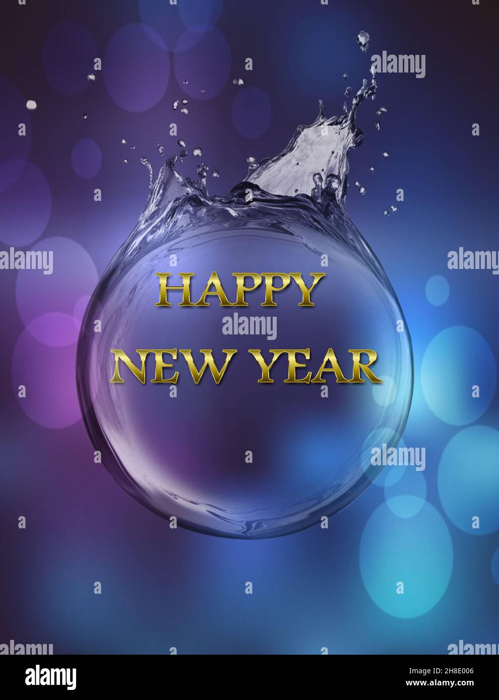 New year background with happy new year text, bokeh lights and ...
