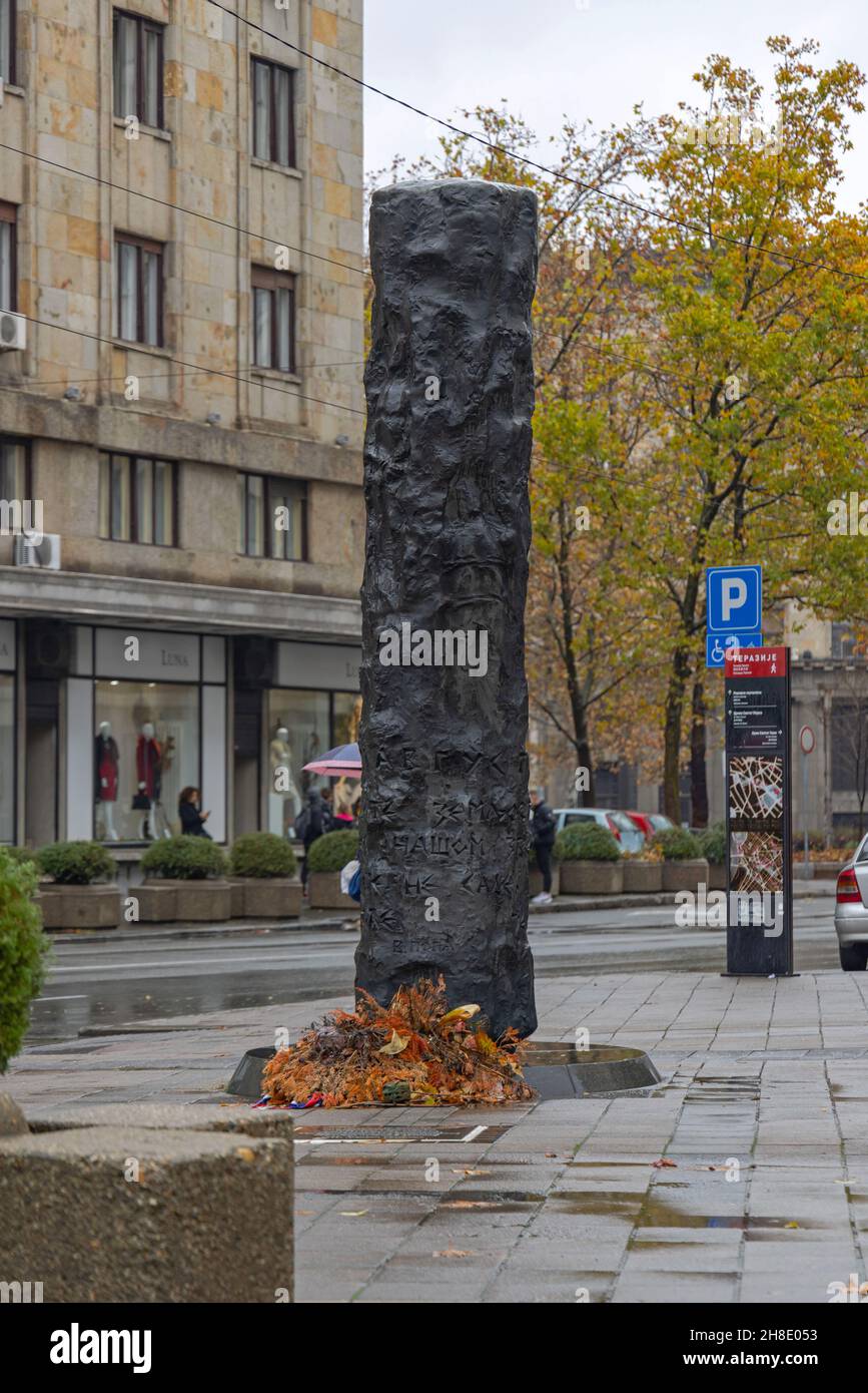 Belgrade, Serbia - November 05, 2021: Monument to Hanged Patriots Historical Landmark for Victims of WWII at Terazije Street. Stock Photo