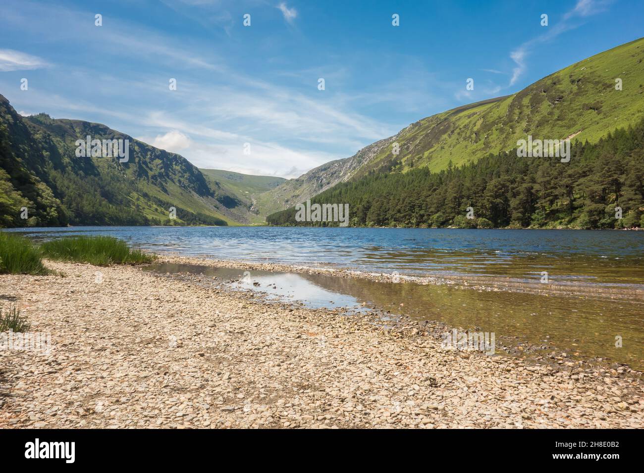 View of the Upper lake at Glendalough National Park, County Wicklow, Ireland. Stock Photo