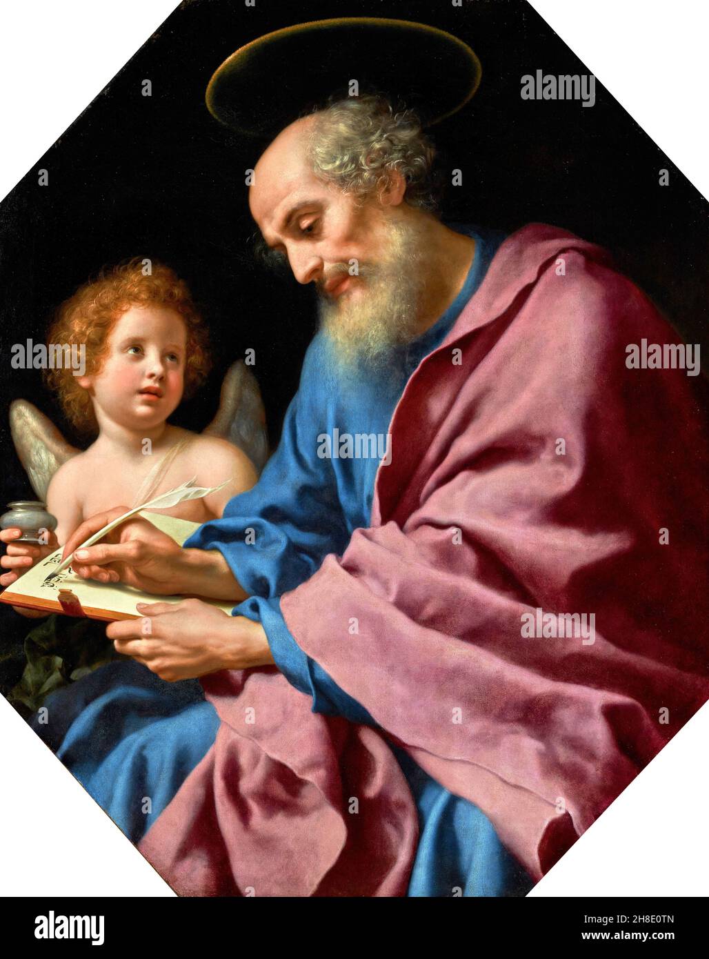 Saint Matthew Writing His Gospel by Carlo Dolci (1616-1686), oil on canvas, 1670s Stock Photo