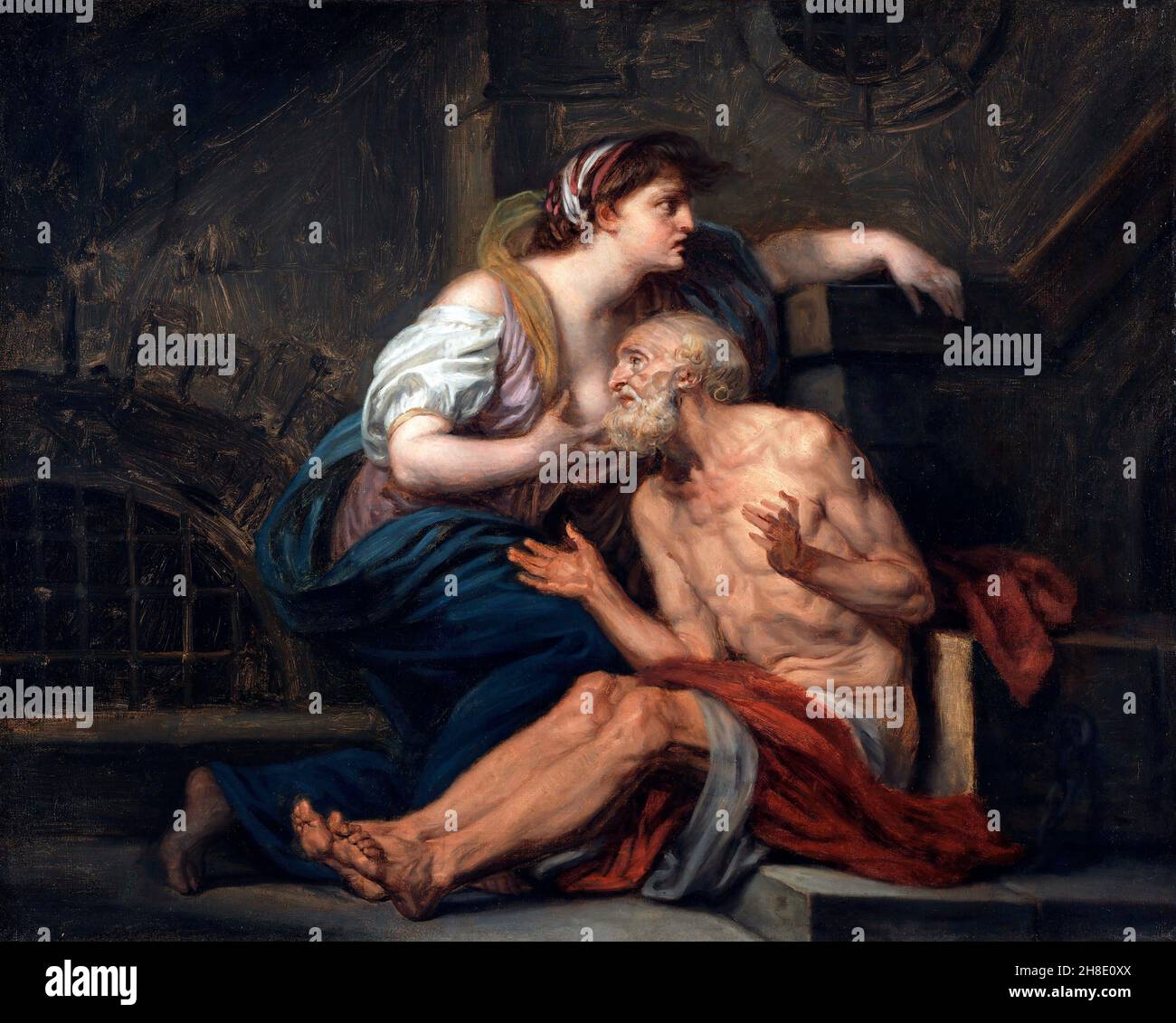 Cimon and Pero: 'Roman Charity' by Jean-Baptiste Greuze (1725-1805), oil on canvas, c. 1767 Stock Photo