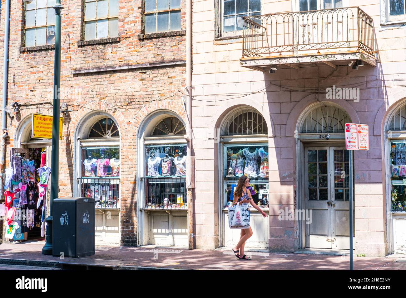 NEW ORLEANS, LA, USA - SEPTEMBER 5, 2020: Tourist Shopping on Decatur Street in the French Quarter Stock Photo