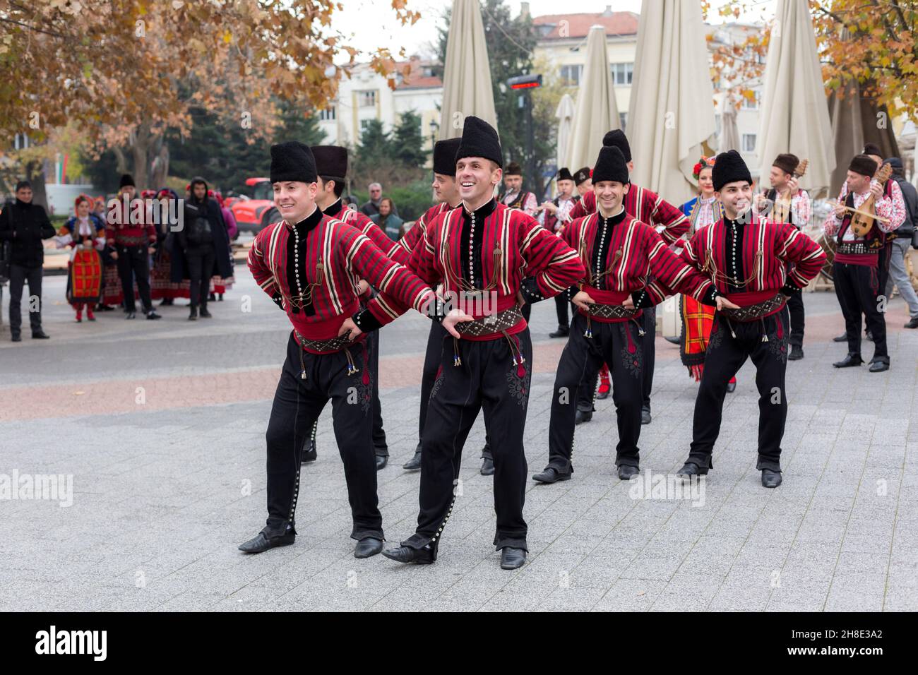 Plovdiv, Bulgaria - November 26, 2021: Young wine parade in the Old