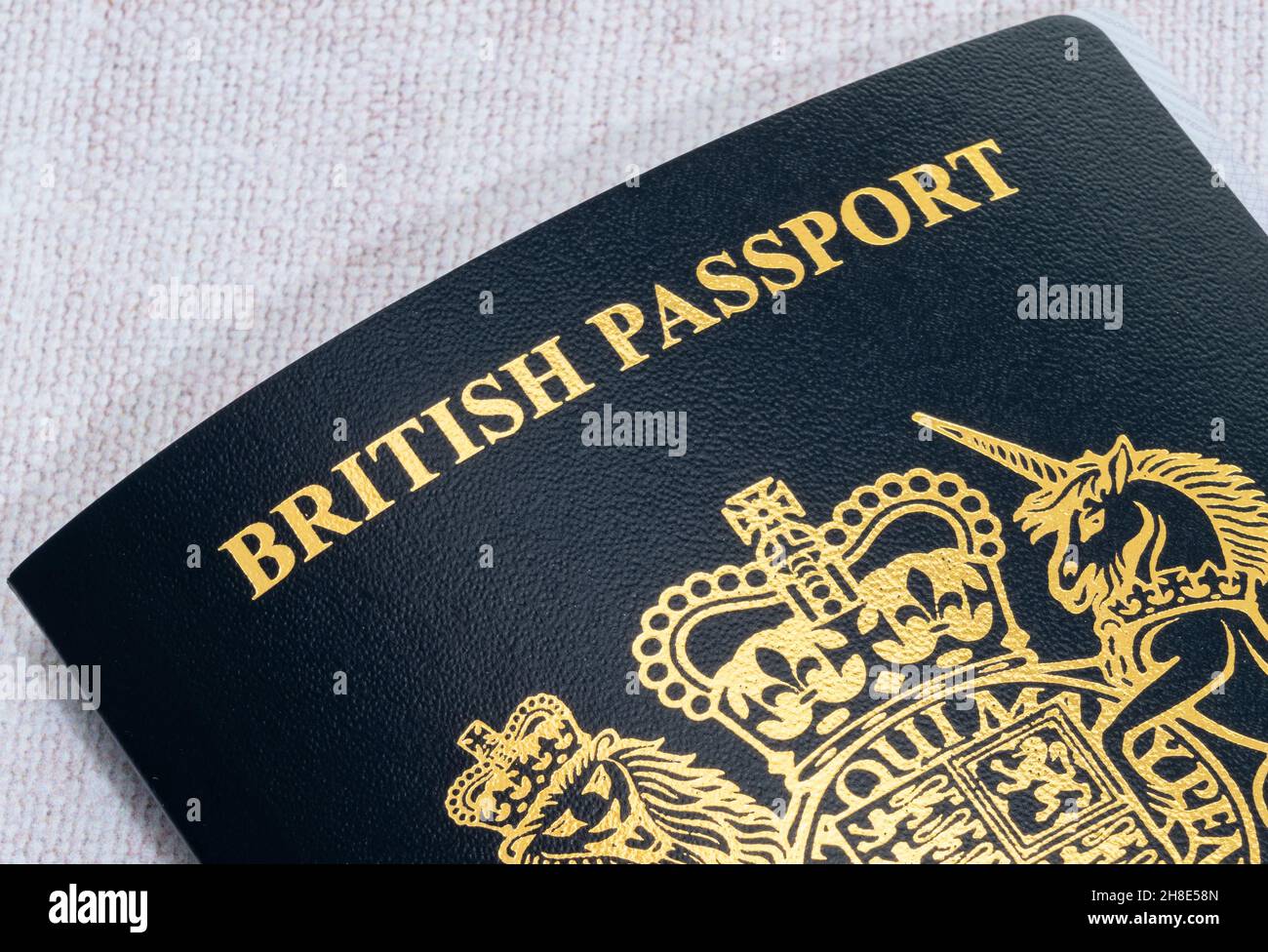 New style blue British passport. Stock Photo
