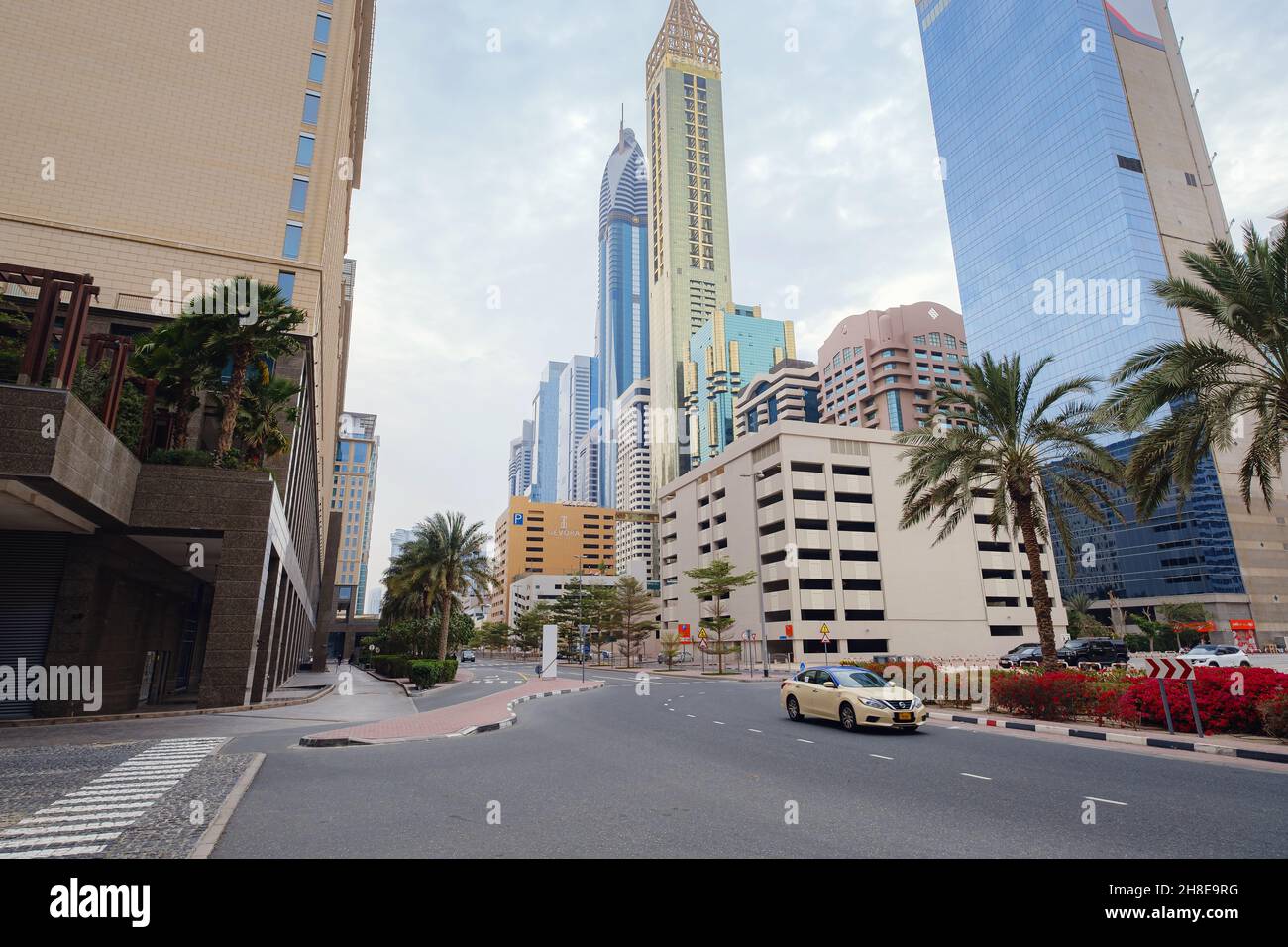 Dubai UAE 19 February 2021 Dubai Downtown Streets In Dubai With 