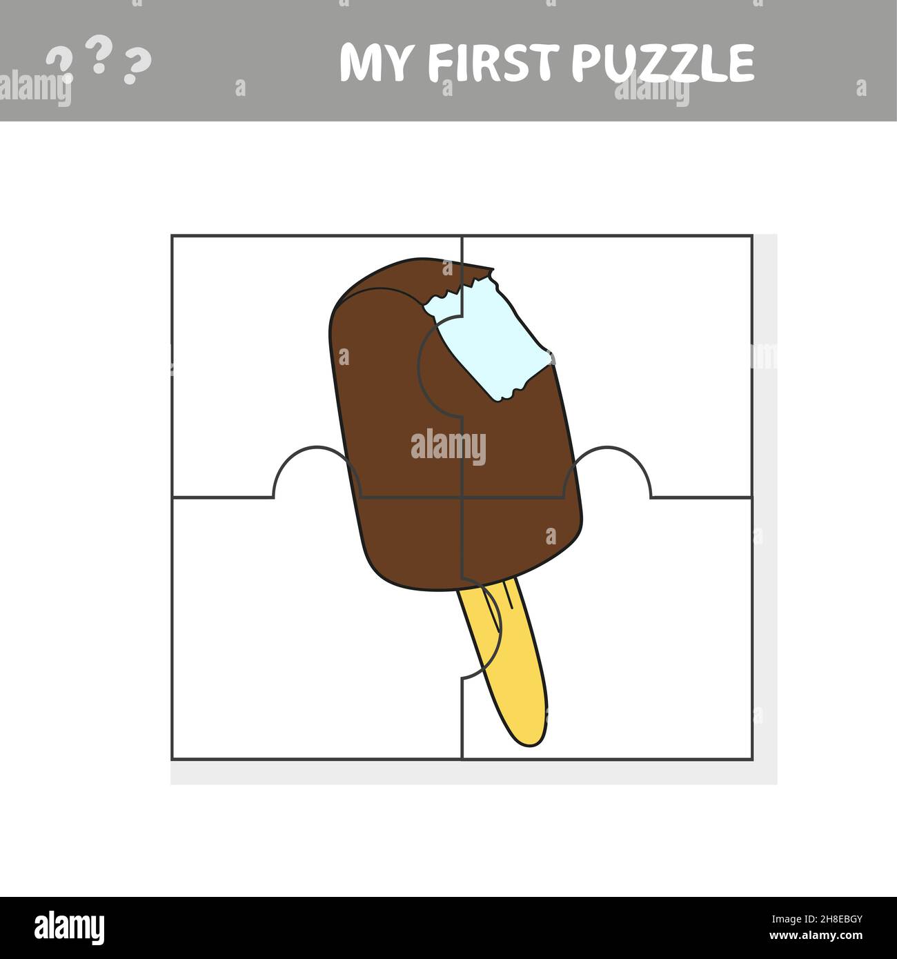 Education paper game for children, Ice cream. Jigsaw puzzle for children. My first puzzle Stock