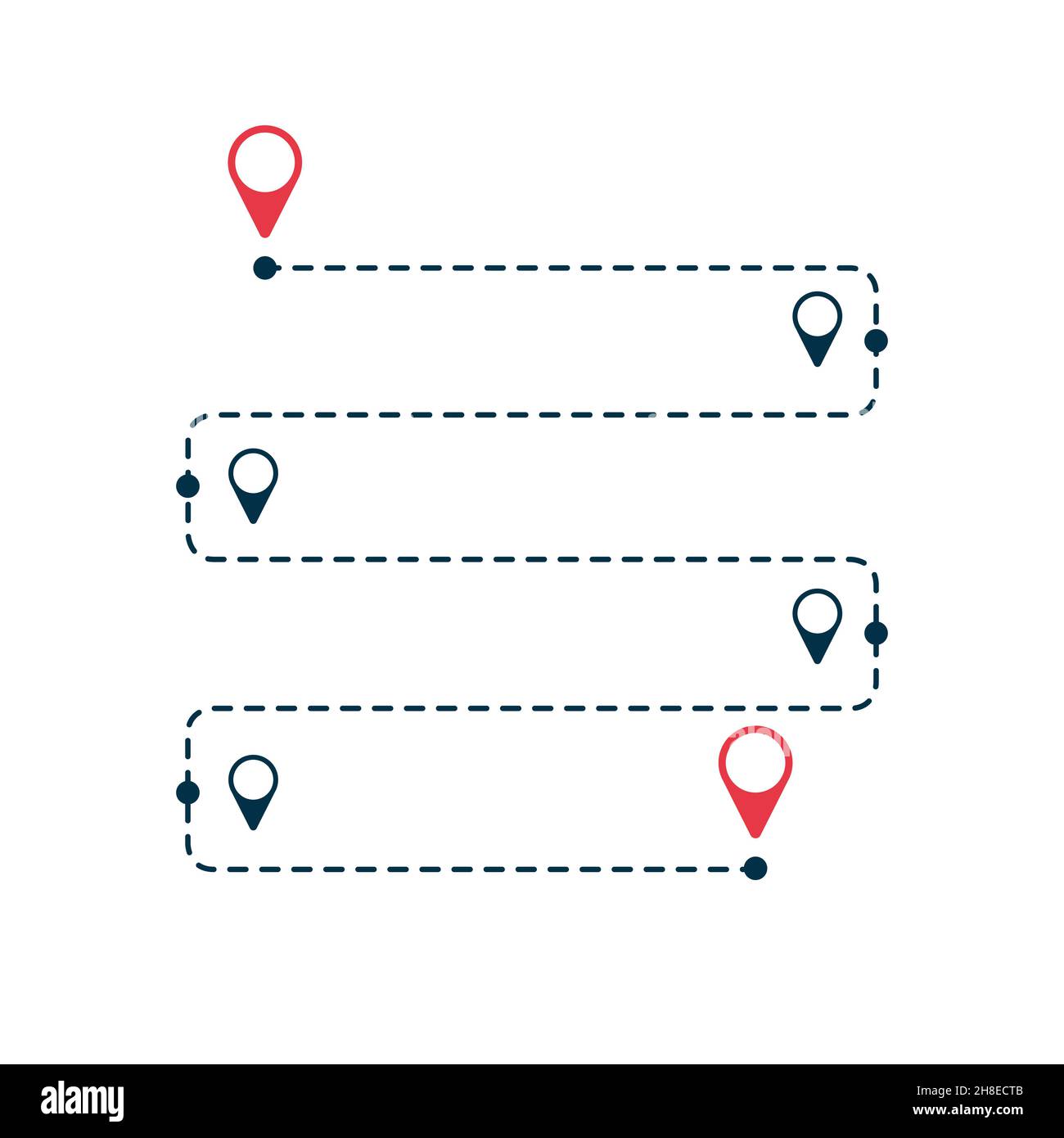Zig zag Path from point to point, road tracking, trace the path