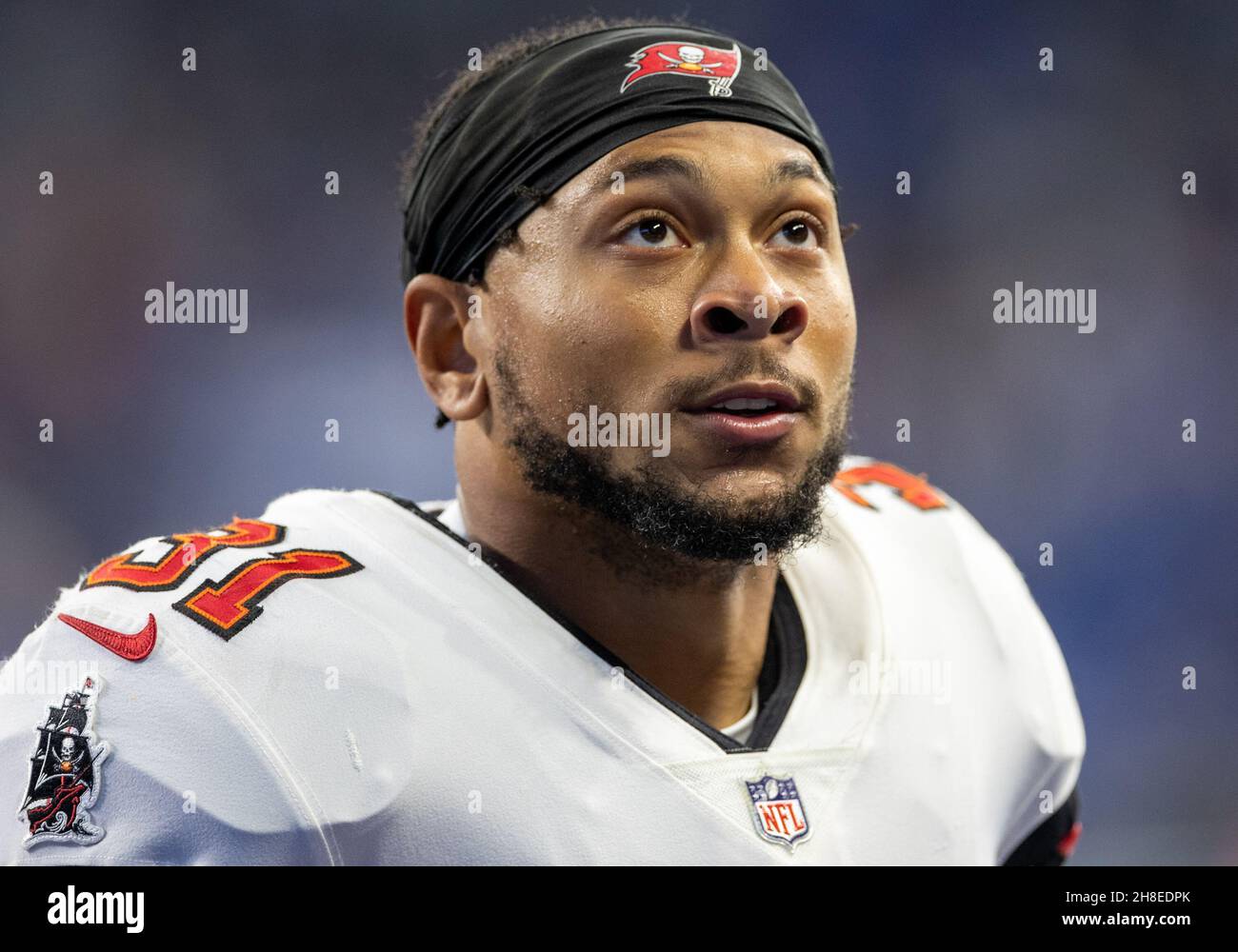 November 28, 2021: Tampa Bay Buccaneers safety Antoine Winfield Jr. (31)  returns interception during NFL football game action between the Tampa Bay  Buccaneers and the Indianapolis Colts at Lucas Oil Stadium in