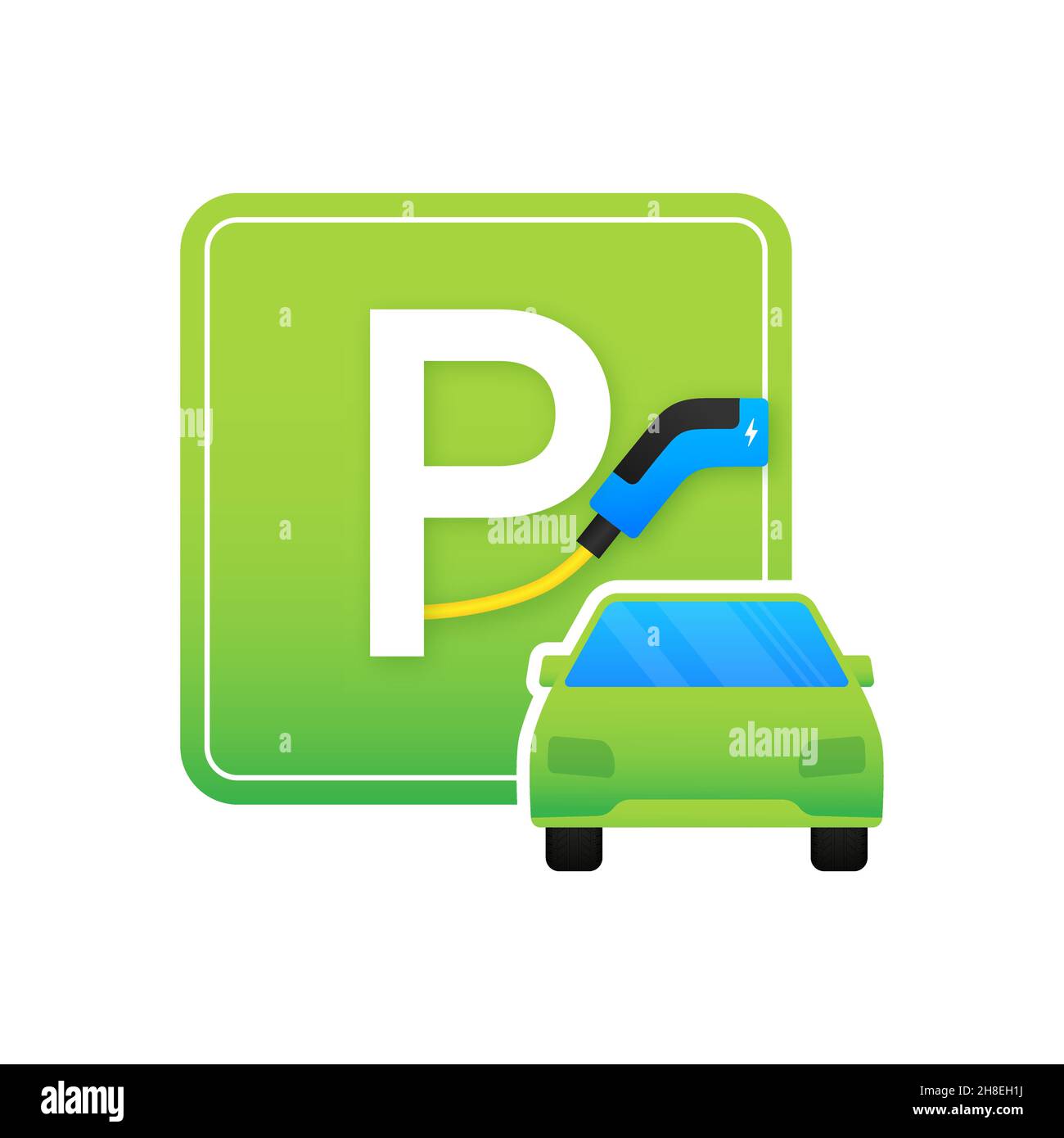 EV charging station parking sign. Electric vehicle charging. Vector