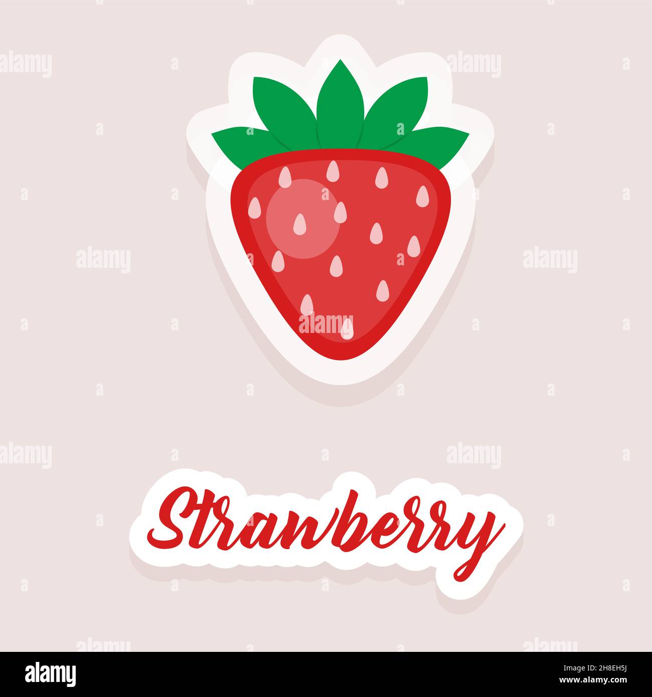 Cute vector sticker fruit strawberry icons. Flat style. EPS 10 Stock ...