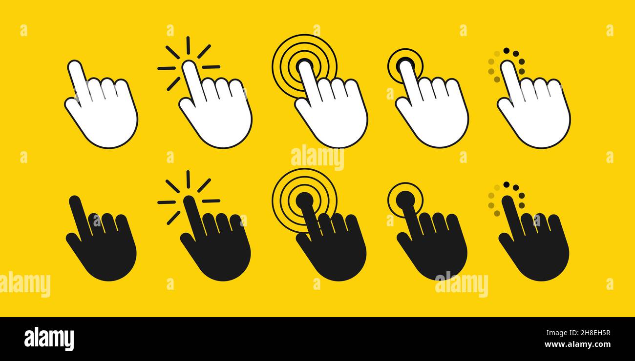 Finger click icon vector. Hand click icon. Push touch screen. Vector ...