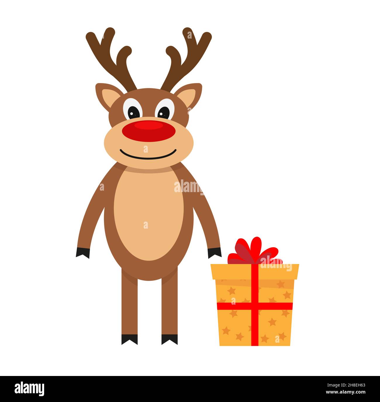 Vector cartoon illustration of cute deer christmas greeting card vector ...
