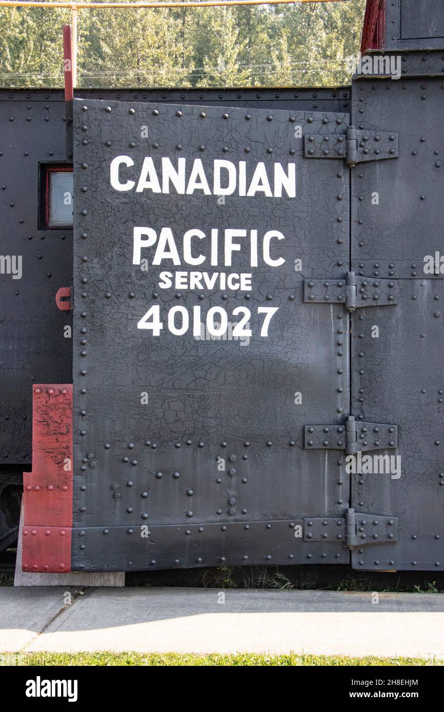 Canadian Canadian Pacific   snow clearing plow 401027 at Revelstoke railway museum Britsh Columbia Canada Stock Photo