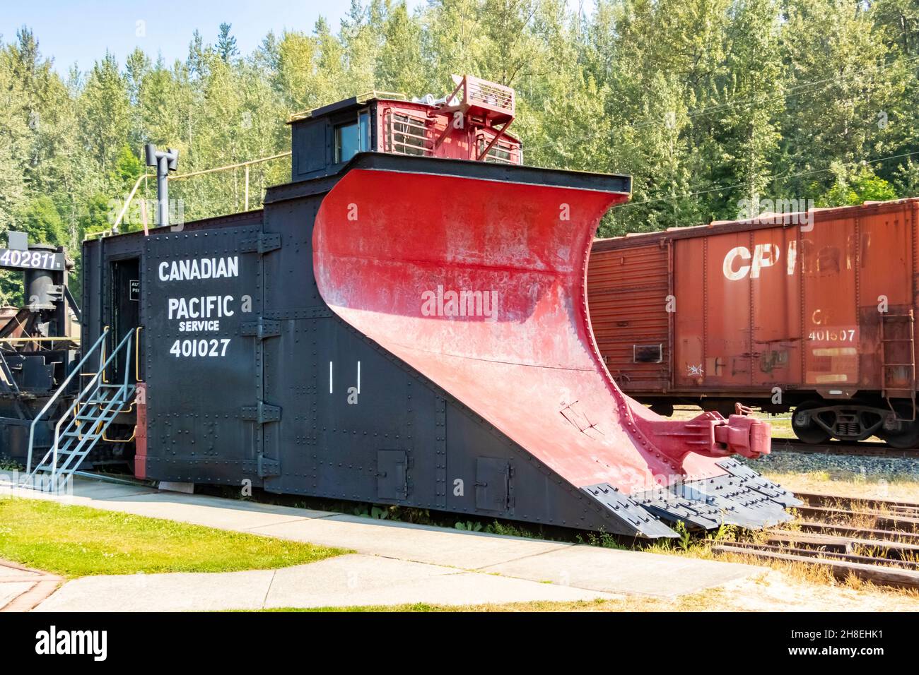 Canadian Canadian Pacific   snow clearing plow 401027 at Revelstoke railway museum Britsh Columbia Canada Stock Photo