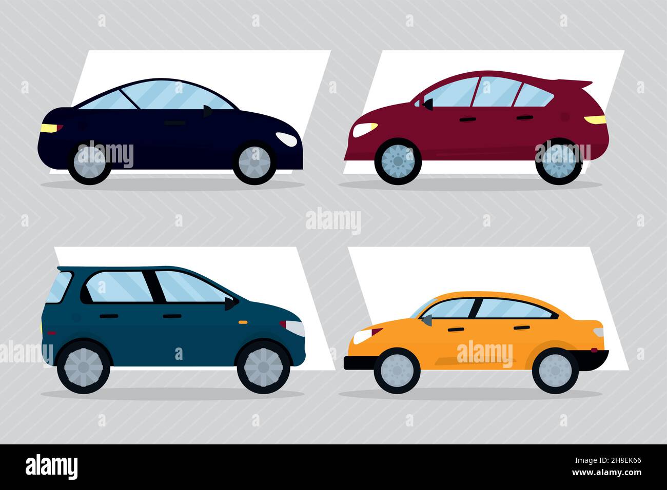 Cars icons set on gray background Royalty Free Vector Image