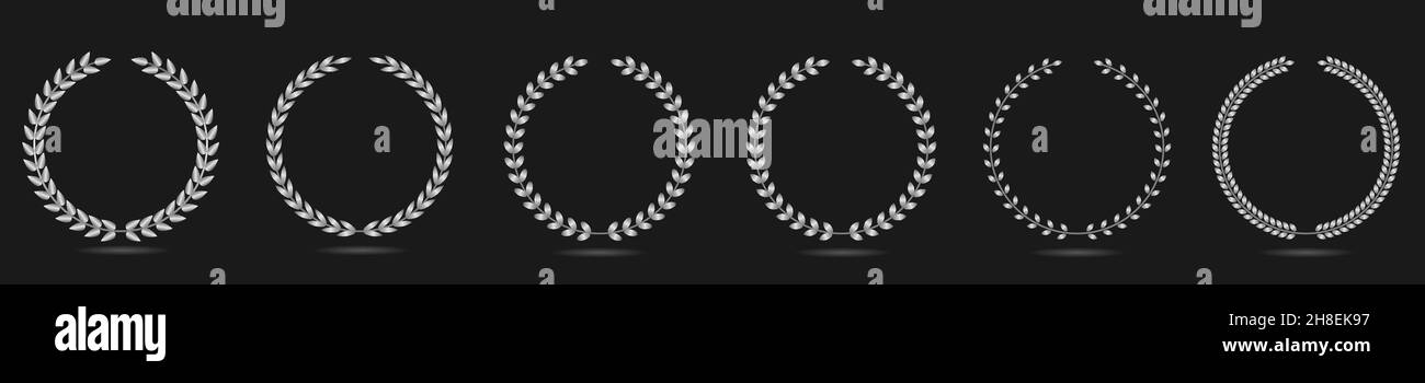 Silver laurel wreath label set Stock Vector Image & Art - Alamy