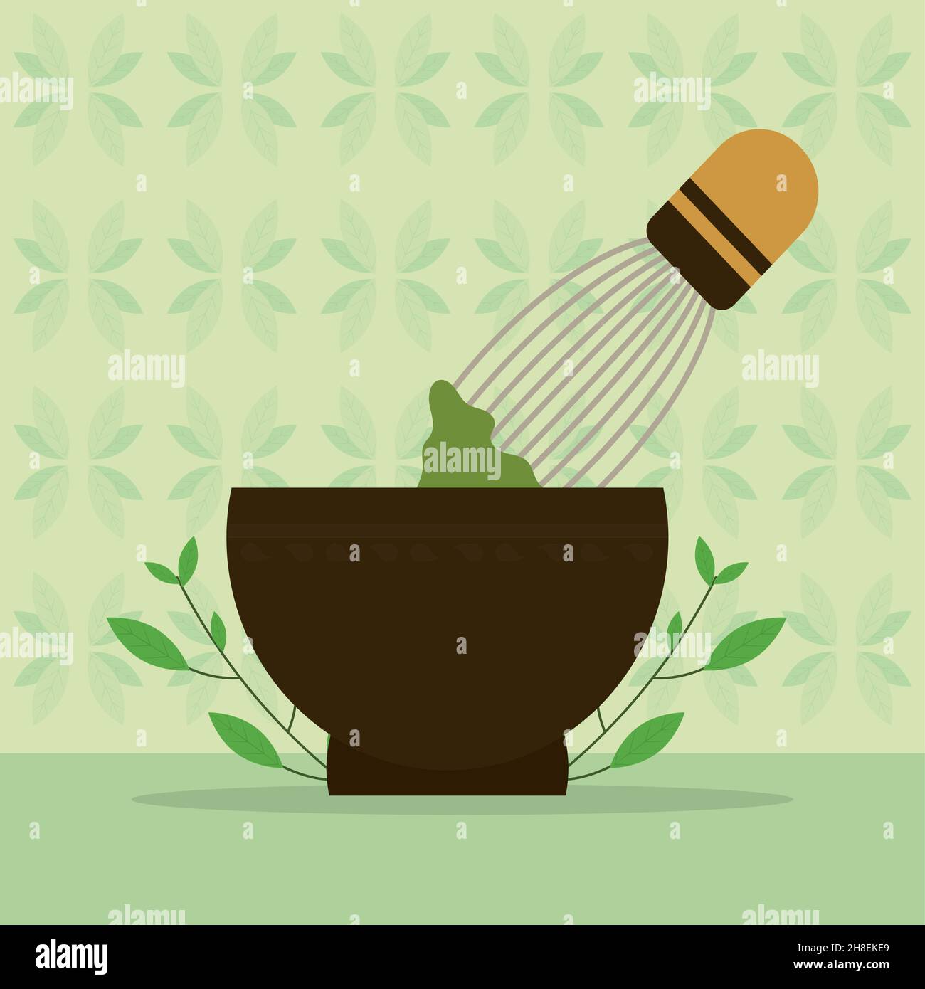 Japanese matcha green powder Stock Vector Images - Alamy