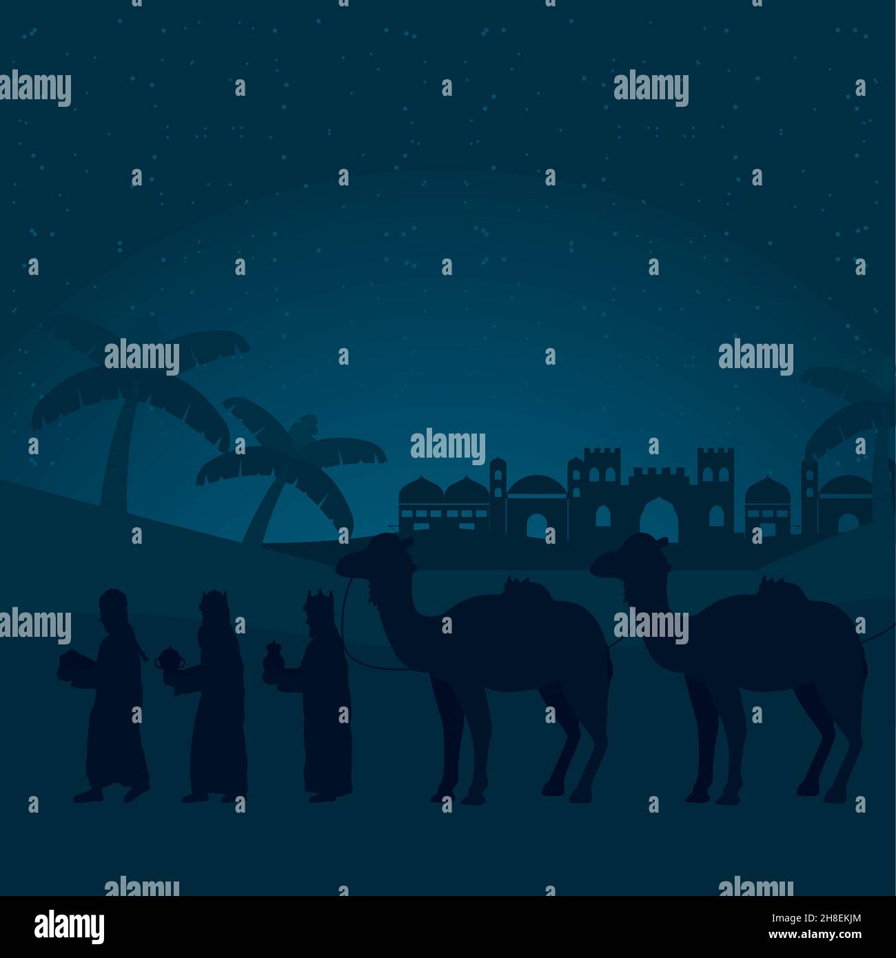 beautiful night scene of three wise men Stock Vector Image & Art - Alamy