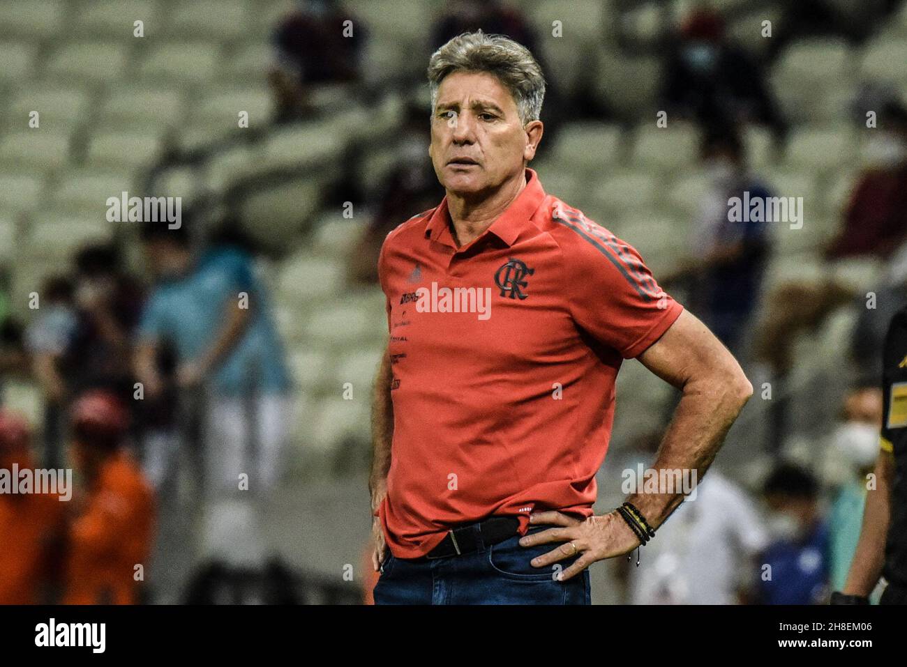 Fortaleza, Brazil. 09th Oct, 2021. Renato Gaúcho was fired from Flamengo's technical committee this Monday afternoon (29). The decision was taken by the board on Monday, after a conversation with the coach. The departure comes after the loss of the Libertadores title to Palmeiras, on Saturday (27), in Montevideo, Uruguay. In the photo: Coach Renato Gaúcho during a game between Fortaleza EC and Flamengo at Arena Castelão. Flamengo won Fortaleza 3-0, the match was valid for the Brazilian Championship. Caior Rocha/SPP Credit: SPP Sport Press Photo. /Alamy Live News Stock Photo