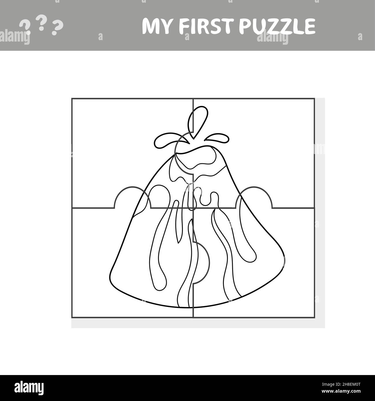 Vector illustration educational kid game with cute cartoon volcano for ...