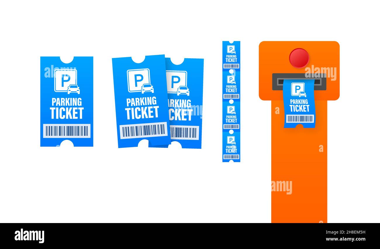 Parking ticket. Parking receipt template Paper receipt from ticket machine  slot. Parking zone. Car parking tickets. Payment station. Great design for  any purposes. Vector illustration Stock Vector