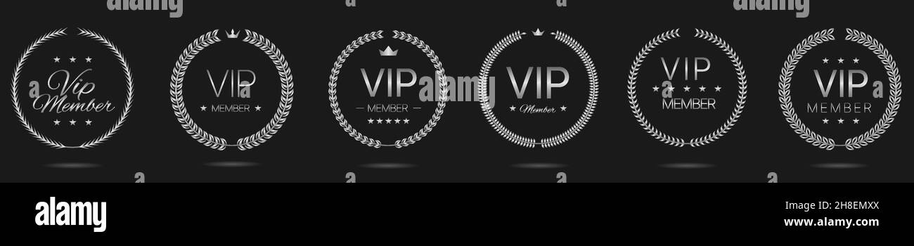 Vip member Silver laurel wreath label set Stock Vector Image & Art - Alamy