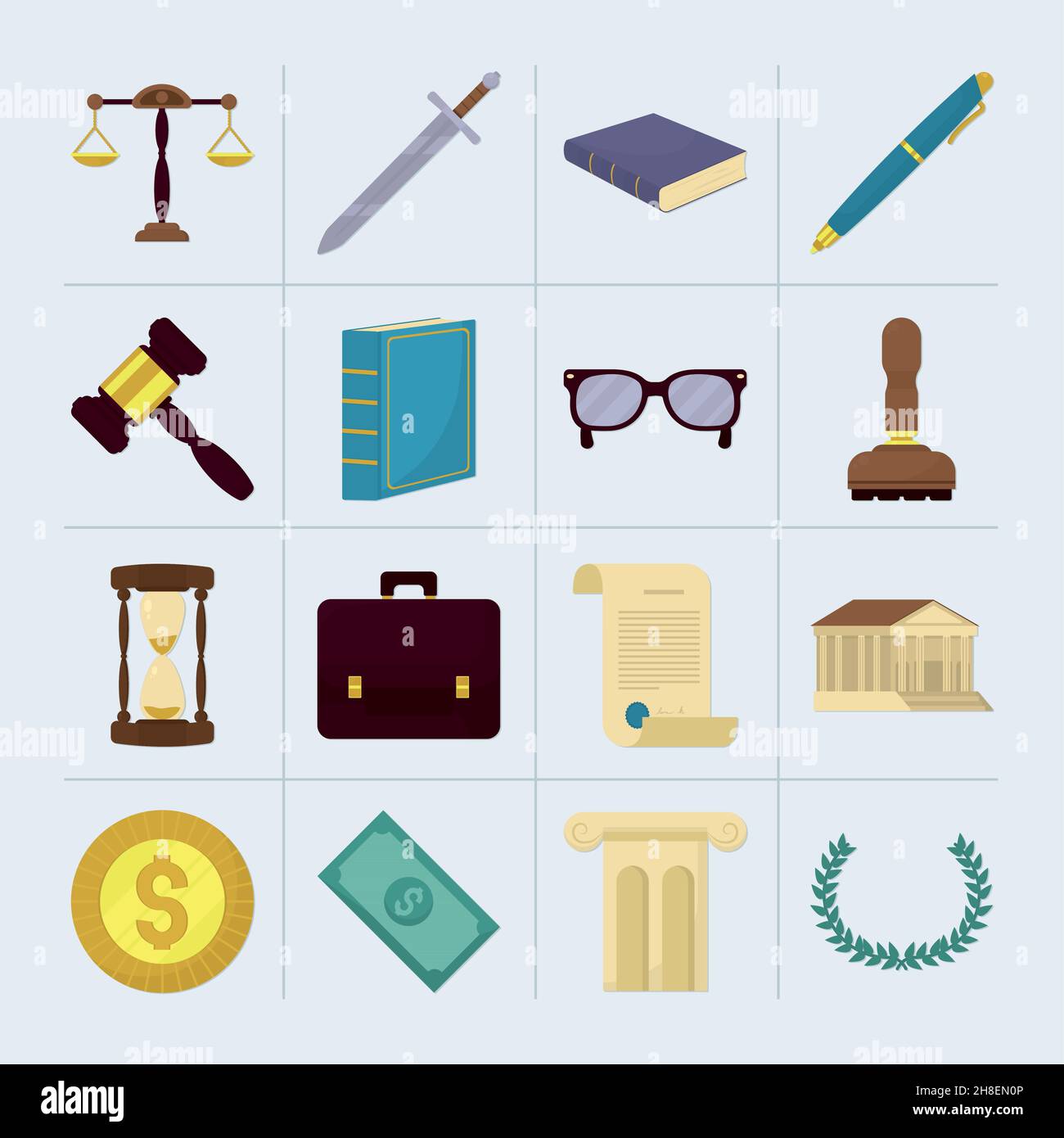 law icon set on blue background Stock Vector Image & Art - Alamy