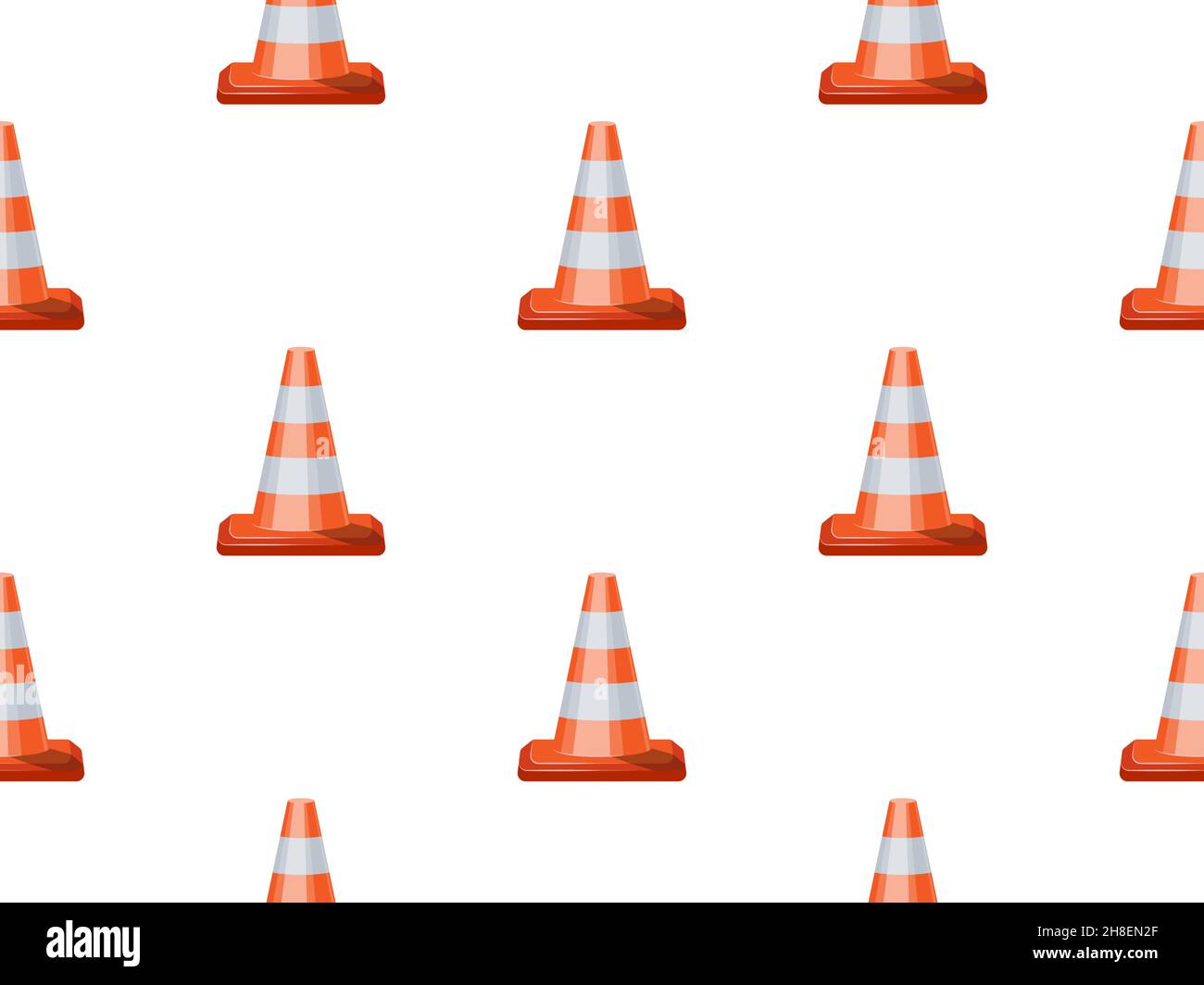Pattern with road cones on white background vector illustration Stock Vector