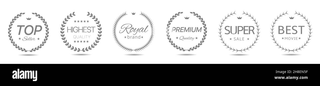 Premium quality Grey laurel wreath label set Stock Vector Image & Art ...