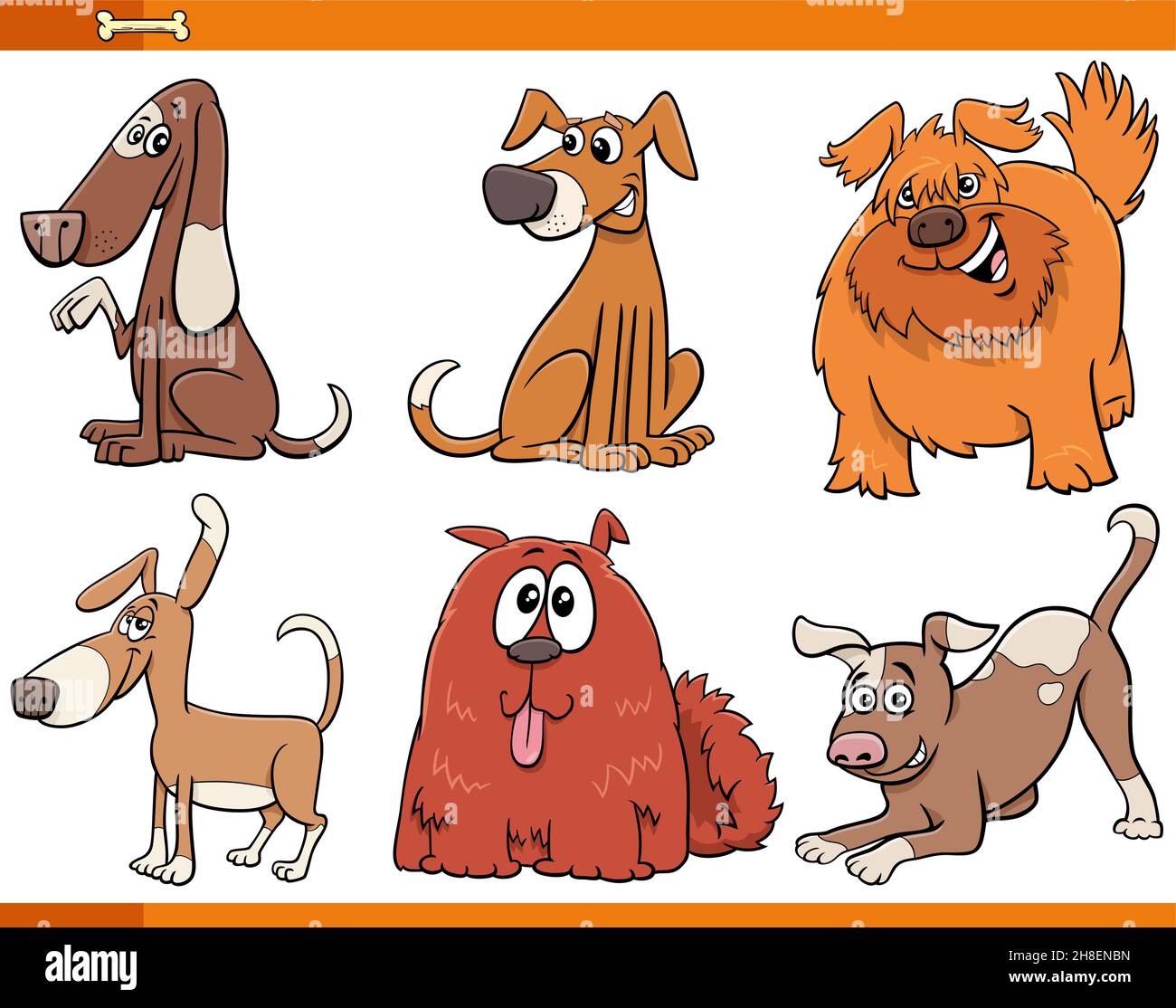 Cartoon illustration of dogs and puppies animal characters set Stock ...