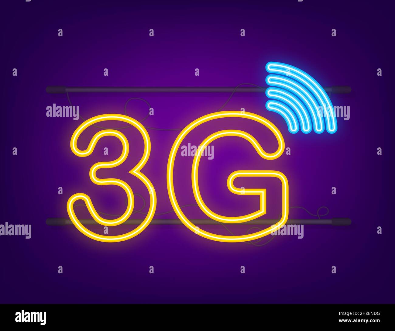 3G neon symbol set isolated on background, mobile communication ...