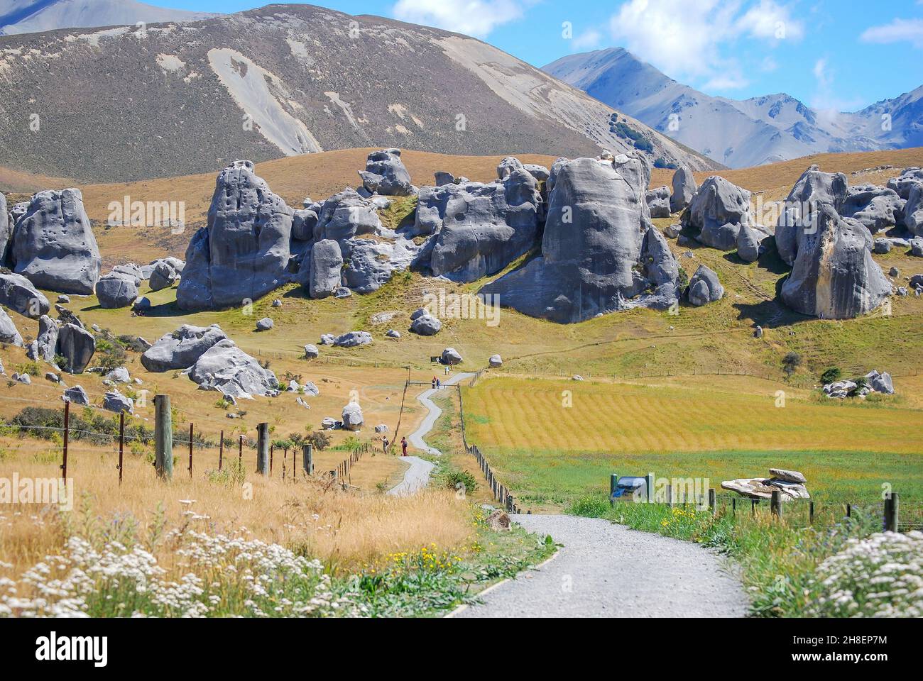 Castle Hill Rocks, Castle Hill High Country Station, State Highway 73, Canterbury Region, South Island, New Zealand Stock Photo
